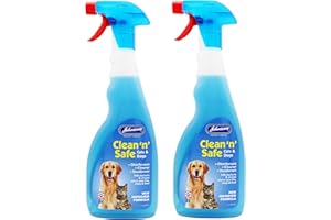 2 PACK JOHNSONS CLEAN 'N' SAFE FOR CATS & DOGS DISINFECTANT CLEANING SPRAY 500ML