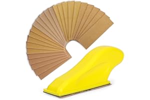 AICOIMY Papier ścierny z klockami szlifierskimi 90 x 30 mm, ziarnistość 80/120/180/240/320/400/600, 70 sztuk mikro detali ręcznych szlifierek, papier ścierny, narzędzia szlifierskie do szlifowania szczegółów,