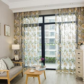 Tiaobug Flower Voile Window Treatments Drape Voile Sheer Scarf