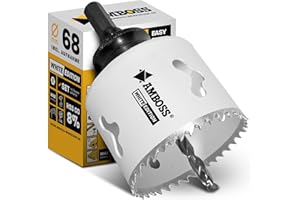 AMBOSS WERKZEUGE Scie cloche 68mm bi-métal | Scie cloche 68 avec prise standard 6 pans | scie cloche 67mm 68mm idéale pour spot LED, prise de courant | Utilisable entre autres pour métal, bois et plâtre