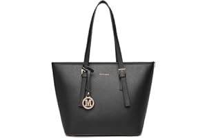 Miss Lulu Borsa Tote Donna Grande Nero, Capiente Spalla PU Pelle Vintage, per Ufficio, Università, Lavoro, Scuola e Shopping，Regalo Ideale per Donne