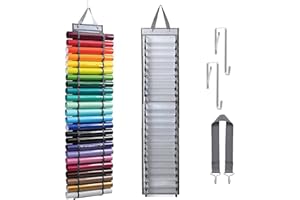 XHDIGI Vinyl-Rollen-Organizer, 24 Fächer, Vinyl-Aufbewahrungshalter, Handwerk über der Tür, Hängetasche für Wärmeübertragung, Papier, Geschenkpapier, Kreuzstich-Stickerei