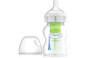 Dr Brown's Natural Flow Anti-Colic Options+ Wide-Neck Baby Bottle, 5oz/150ml, with Level 1 Teat, 1-Pack