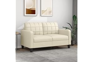 DJEKA Divano a 2 Posti, Divano 2 Posti, Divano Letto Matrimoniale, Divano 2 Posti Letto, Divano 2 Posti Economico, Crema 140 cm in Similpelle