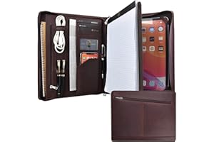 ‎CALFINDER Calfinder Konferenzmappe A4 Leder, Arbeitsmappe mit a4 Klemmbrett/Block, Business Schreibmappe Organizer Ledermappe mit Reißverschluss, Tablet Mappe für Surface Pro 7/6/5/4/3, Dunkelbraun