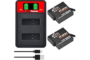 Pickle Power 2 baterías de 1500 mAh para GoPro Hero 5/6 Gopro Hero 2018 Gopro 7 baterías de cámara + cargador rápido tipo C LED de 2 canales, AHDBT-501, compatible con Hero5 All Firmwares v02.00