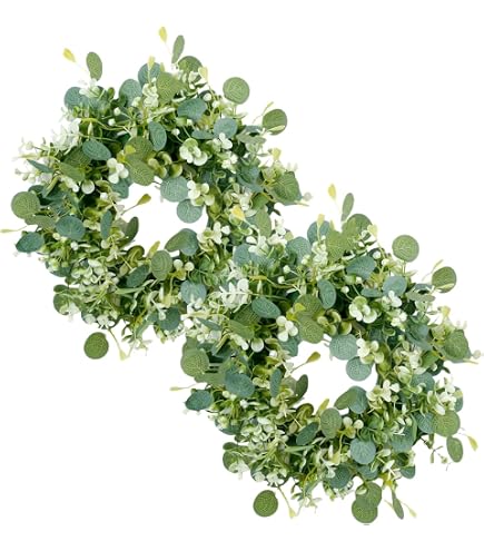 Operitacx Eukalyptus Kerzenringe - 2 Stück Für Tischdeko Und Hochzeitsdeko
