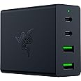 Razer USB-C GaN Charger - Portable Fast Charger (2X USB-C, 2X USB-A with US, EU and UK ports) Black