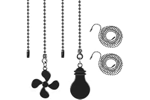 GEEHUA 2 catene di luci per ventilatori in metallo, 30 cm, catena di trazione, per ventilatori da soffitto, prolunga, per ventilatori da soffitto (nero)