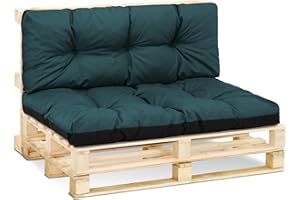 ‎AMAZINGGIRL Amazinggirl Palettenkissen Outdoor Waschbar Set: 40x120 cm + 80x120 cm - Pallettensitzkissen Europaletten Sitzkissen Polster Grün