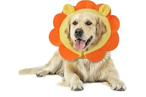IEUUMLER Inflatable Recovery Dog Collar, Protective Doughnut Neck Cone, Adjustable Soft Collar for Dog and Cat After Surgery Prevent from Biting & Scratching FC010 (L, Orange Lion)