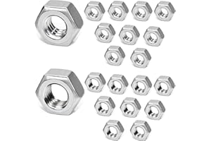 HJFH Ecrou Hexagonal de 1/4" en Acier Inoxydable Écrous Hexagonaux pour Aménagement Intérieur Extérieur Travaux de Menuiserie(20 pièces)