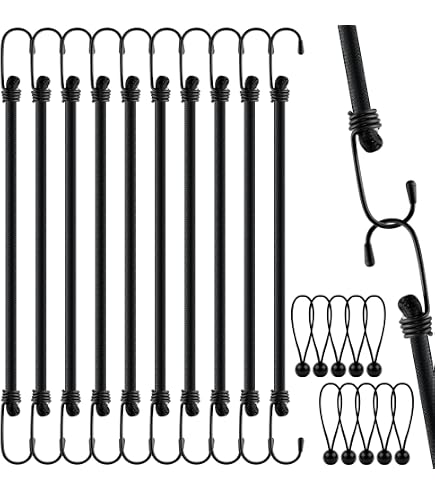 12 Tendeurs Élastiques USENG Avec Crochets - 30/50/70/100cm - Fixation Bagages/Toit