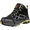 LARNMERN Mens Work Safety Boots, Steel Toe Casual Breathable Outdoor Protection Footwear/9/Black/yellow