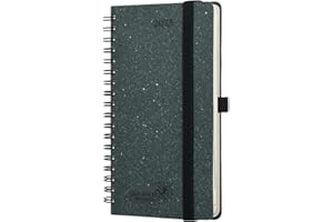 POPRUN Agenda 2025 Semana Vista Espiral Bolsillo 16,5 x 9 cm, Papel de Material Renovable, Planificador Semanal 2025 con Tapa Dura, 80 GSM Papel EU, Gris Oscuro