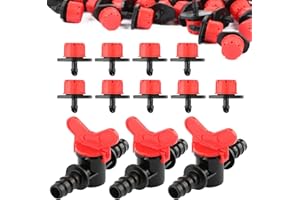 VINFUTUR Riego por Goteo Kit, 100pcs Goteros Riego para Tubos Mangueras 4mm/7mm+12pcs Válvulas Gotero Conector Riego 16mm de Accesorios para Goteo Sistema Irrigación Jardín Huerto Patio Césped