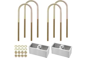Racewill 2 inch Universal Leaf Spring Lowering Block Kits, 5" Length x 2-1/3" Width Blocks, with 4 Pack Heavy Duty Galvanized U-Bolts