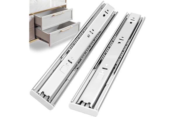 HLC glissiere pour tiroir 6 paires (12pcs), 25cm Glissières de tiroir à fermeture automatique douce, extension complète avec glissières à roulement à billes, coulisse tiroir 100 lb de capacité