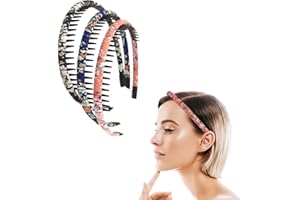 ONSOLO Tooth Headband Comb Wide Headbands Plastic Hair Bands 3pcs Non-slip Metal Plastic Teeth Comb Hair Hoop Multi-Style Unisex Flexible Hair Band Accessories for Women Girls Face Washing Make up