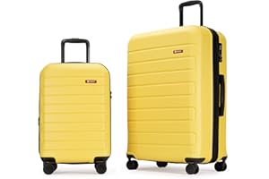 GinzaTravel Luggage Set of 2, Hard Shell Suitcase with Wheels and Combination Lock, Lightweight, ABS, Medium & Large, Yellow