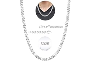 Rajputana S925 Sterling Silver 4mm/8mm Thick Cuban Chain for Men Sturdy Mens Silver Gold Chain Hypoallergenic Curb Chain Necklace Jewelry for Him 16/18/20/22/24/26/28 Inch