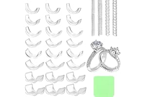 Hanqing 29 Pcs Invisible Ring Size Adjuster for Loose Rings, Silicone Ring Resizer for Ring Adjuster Smaller, Rings Spacer,Polishing Cloth, Tightener and Guards