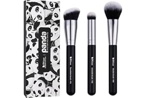 DUcare 3 pcs Face Makeup Brushes Set - Foundation Concealer Blusher Brush Powder Brush Kit Soft Dense Hair for Blending Liquid Cream Buffing Tapered Concealer Contour Necessary Professionally (Black)