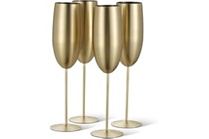 OS OAK & STEEL ENGLAND Oak & Steel - 4 Flûte Da Champagne In Acciaio Inossidabile Con Confezione Regalo, Oro Opaco - 284 Ml
