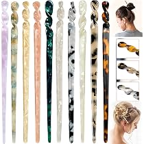 5er-Set Acetat-Haarstäbchen Im Retro-Design – Leopardenmuster, Schildpatt-Optik – Für Frauen & Mädchen