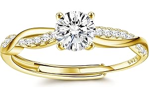 KRFY 925 Sterling Silver Rings for Women Engagement Ring Adjustable Cubic Zirconia Wedding Rings Women Promise Eternity Diamond Infinity Thumb Ring Anniversary Jewellery Gift with Box