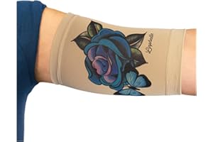 Linphelle Protector PICC Brazo en Microfibra - Cubre PICC Line Transpirable y Cómodo, Ideal como Protector Cateter Picc, Medidor De Glucosa, Tattoos y Heridas, Rosa Azul, Tamaño Grande