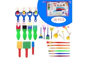 Hillento Enfants Art & Craft 26 pièces éponge Peinture pinceaux Outils pour Les Enfants. Early Learning Enfants Peinture Ensemble, Brosse éponge, Brosse de modèle de Fleur, Ensemble de Brosse