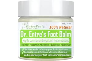ENTREFEET Dr. Entre's Antifungal Foot Balm: Tea Tree Oil & Shea Butter Based - Organic Treatment Cream for Athletes Foot, Dry Feet, Cracked Heels, Itching, and Odor - Foot Care E-Book Included