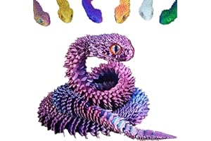vecora 3D Printed Snake, 3d Printed Fidget Toy, Flexible Articulated Snake Animal Fidget Toys,3D Printed Animals,Home and Office Decoration for Autism/ADHD (Laser Purple)