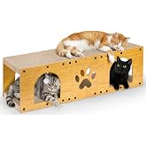 Gimars Scratching Post for Cats 100 x 30 x 30 cm, Cardboard House with Toy Ball, Scratcher and Scratching Mat, Furniture Prot