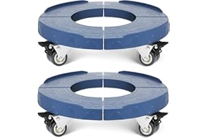 W B D WEIBIDA Round Dolly Cart Heavy Duty, Adjustable 15-19 Inch Trash Can Dolly with Wheels Multi Functional Plastic Barrel Dolly Holds up to 440lbs, 2 Pack