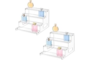 Janaden Acrylic Riser Display Shelf Clear Acrylic Stands for POP Figures Amiibos, Perfume Organiser Makeup Organizers Cupcake Display Stand Acrylic Display Risers Shelves for Collections 2 Pieces