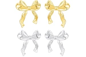 Rajputana Bow Earrings, Gold Silber Bogen Ohrstecker Ohrringe für Damen, Schleifen Schmuck Frauen