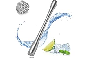 Wantli Muddler de cóctel de Acero Inoxidable, Asesino de Robusto para Peces, Martillo De Hielo Picado, Multifunción Herramienta de Barman Ideal para Familias y Bares (Long Handle) 28.5cm