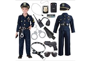 SPOOKTACULAR CREATIONS JOYIN Deluxe Polizistenkostüm und Rollenspielset für Kinder, Polizeikostüm inklusive Hemd, Hose, Hut, Gürtel, Handschellen und Holster -Polizeianzug Halloween, Cosplay