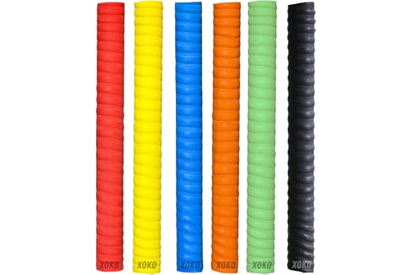 XOKO Cricket Bat Grips, Pack of 6, Rubber Cushioning for Shock Absorption, Colours May Vary