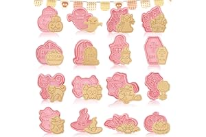 LIVESTN 16 Piezas Moldes Galletas Halloween, 3D Molde de galletas de Halloween Cortadores de Galletas de Halloween Galletas Plástico Molde Halloween Cookie Cutter para cookie fondant (F)