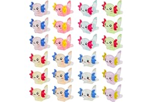 FADCAER Mini Resin Axolotl Figurine, 24 Pcs Miniature Axolotl Figurine Glow in the Dark Miniature Animal Figurines Small Luminous Ornament for DIY Craft Cake Toppers Garden Landscape Aquarium Decorations
