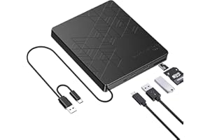 APKEZEL Masterizzatore CD DVD Esterno, USB 3.0 Type-C CD/DVD +/-RW Lettore CD DVD Esterno, Lettori CD con USB e SD/TF per Windows XP/7/8/10/MacOS/Vista/Linux