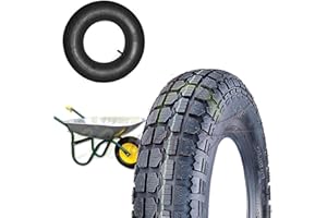 ECOVELO Union EGB08NTE COPERTONE CARRIOLA + Camera d'Aria 3.50-8 Pneumatico Rinforzato 4PR Gomma Ruota Garden