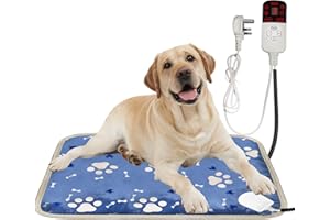 JINCHIDA Electric Pet Heating Pad for Cats,9 Temperature Adjustable,Self Heating Blanket for Dog,70 * 45cm Waterproof Dog Cat Mat with Removeable Cover,Small Medium Pet Bed for Indoor Cat