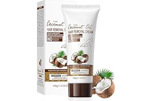 OKAQEE Coconut Oil Hair Removal Cream for Women & Men - Gentle & Fast Acting Depilatory Cream for Legs, Arms, Underarms & Bikini Area - Nourishing Hair Remover Cream for Smooth, Moisturised Skin - 100g