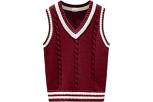 Yishengwan Chaleco de Punto sin Mangas con Cuello en V para Niños y Niñas, Jersey de Uniforme Escolar para 2-15 Años