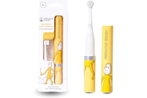 ‎MATCHSTICK MONKEY Matchstick Monkey Baby Elektrische Zahnbürste - Sanfte Reinigung für Babys & Kleinkinder - 3-36 Mon. - ultraweiche Borsten & BioCote® Schutz - Schallzahnbürste - inkl. Batterie (weiß Löwe)