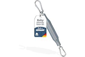 ‎RIIJK Schwingfeder Set für die Federwiege Baby und Baby Hängematte, Made in Germany, Speziell für die Baby Federwiege inkl. 2 Karabiner